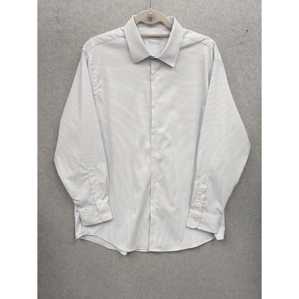 J.M. Haggar Mens Light Beige Plaid Stretch Dress Shirt‎ 16.5-32/33